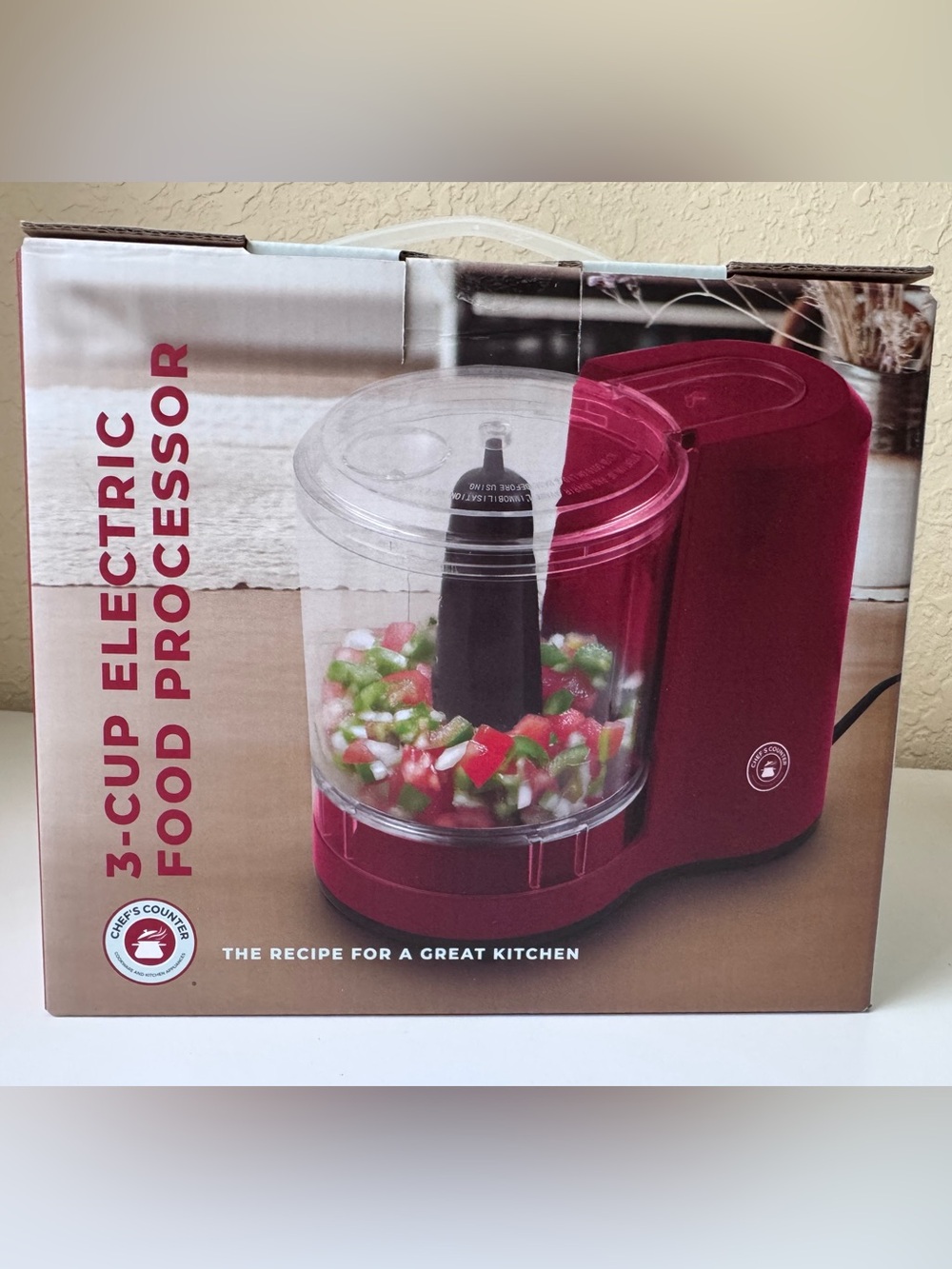 Chef’s Counter 3-Cup Electric Food Processor - Red